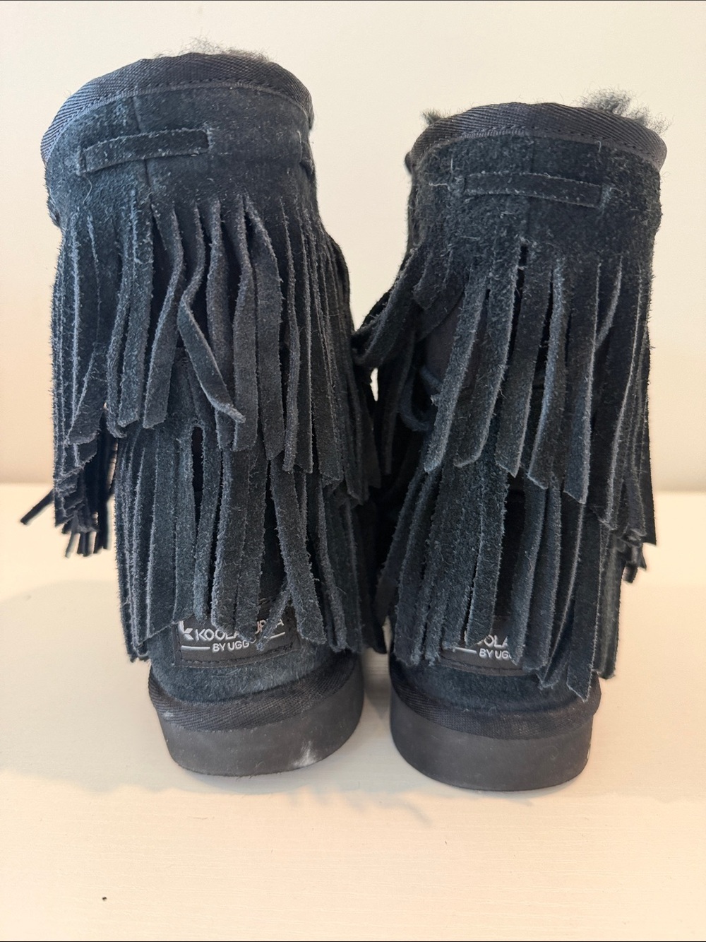 Koolaburra Black Suede Fringe Winter Boots - Picture 4 of 9